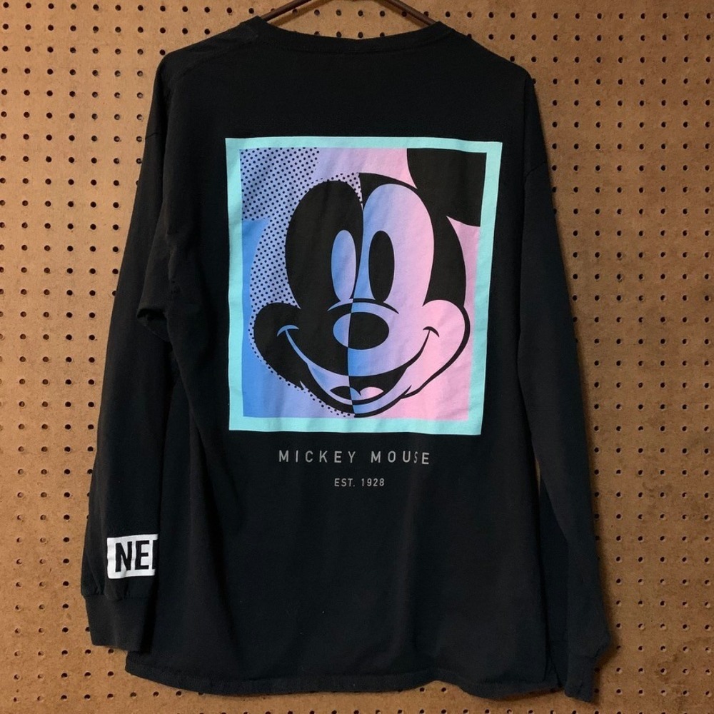 NEFF Disney Mickey Mouse Graphic Long Sleeve Shirt Black Large Pullover